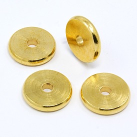 Flat Round Brass Spacer Beads, Raw(Unplated), Nickel Free