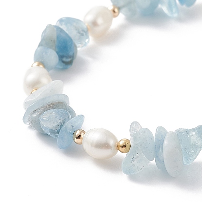 Conjunto de pulseras con cuentas de perlas y chips de piedras preciosas mixtas naturales estilo 5pcs 5 para mujer