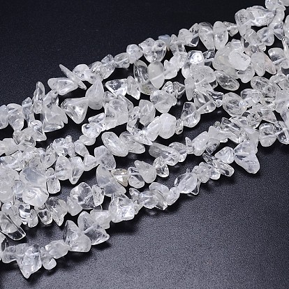 Naturelles cristal de quartz brins de perles, perles de cristal de roche, puces, teint