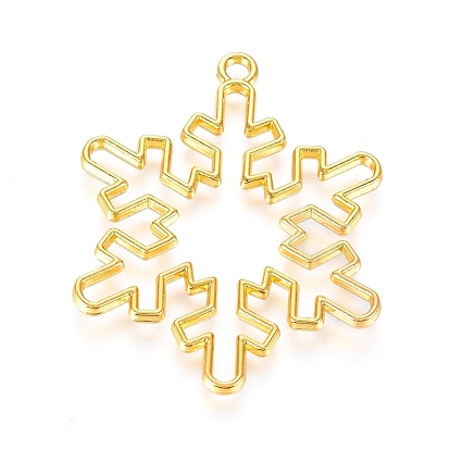 Alloy Open Back Bezel Pendants, For DIY UV Resin, Epoxy Resin, Pressed Flower Jewelry, Christmas Snowflake