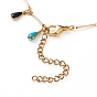 304 Stainless Steel Teardrop Charm Anklets, with Enamel and Bar Link Chains, Colorful
