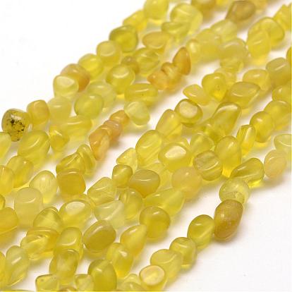Brins de perles de jade olive de corée naturelle, nuggets