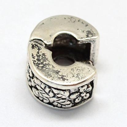 Alloy European Style Clasps, Column with Flower