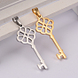 Key Ion Plating(IP) 304 Stainless Steel Pendants, 37x15.5x2mm, Hole: 7x4mm