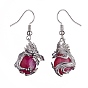 Gemstone Dragon Dangle Earrings, Platinum Brass Jewelry for Women