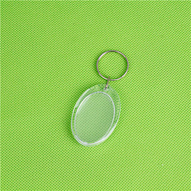 Acrylic Photo Frame Keychain, with Iron Split Key Rings, Oval