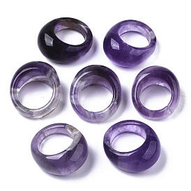 Natural Amethyst Rings, Wide Band Rings