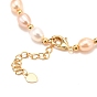 Bracelets de perles naturelles, réel 18 k plaqué or, Avec des billes rondes en laiton, plaqué longue durée