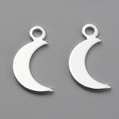 Brass Charms, Long-Lasting Plated, Moon
