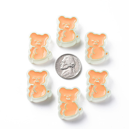 Transparent Acrylic Beads, with Enamel, Frosted, Bear