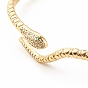 Green Cubic Zirconia Snake Wrap Open Cuff Bangle, Brass Jewelry for Women, Cadmium Free & Lead Free