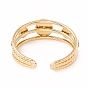 Натуральный драгоценный камень и плоское круглое открытое кольцо-манжета, ионное покрытие (ip) 304 тройное кольцо из нержавеющей стали для женщин, золотые