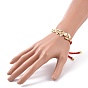 Brass Flower Link Slider Bracelets, Adjustable Nylon Cord Bracelet for Women