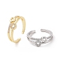 Anneau de cercle de zircone cubique clair anneau de manchette ouvert, bijoux en laiton pour femmes