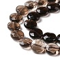 Natural Smoky Quartz Beads Strands, Flat Round, Faceted