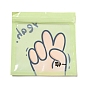Square Plastic Packaging Zip Lock Bags, with Cartoon Hand Pattern, Top Self Seal Pouches