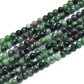 Natural Ruby in Zoisite Beads Strands, Round