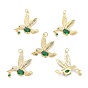 Real 18K Gold Plated Brass Micro Pave Cubic Zirconia Pendants, Long-Lasting Plated, Bird