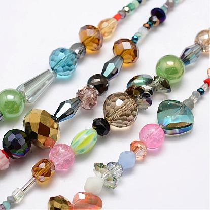 Perles en verre electroplate, formes mixtes, 2~16x2~16mm, Trou: 1~2mm, environ 15.74 pouce