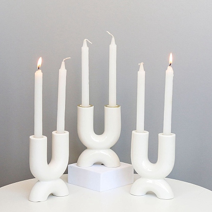 Cerámica 2 candelabro de brazo, centro de mesa de velas, decoración perfecta para fiestas en casa