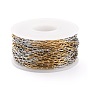 Two Tone 304 Stainless Steel Paperclip Chains, Drawn Elongated Cable Chains, Soldered, with Spool