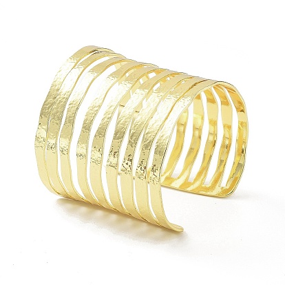 Rack Plating Brass Hollow Out Wide Wire Cuff Bangles for Women, Lead Free & Cadmium Free