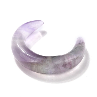 Natural Amethyst Beads, No Hole, for Wire Wrapped Pendant Making, Double Horn/Crescent Moon