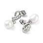 Cubic Zirconia Bowknot with Natural Pearl Dangle Stud Earrings, 925 Sterling Silver Earrings for Women