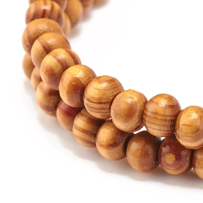 Natural Wood Round Beads Stretch Bracelets Sets, Natural Mixed Stone Beads Bracelet, Inspirational Word Acrylic Beads Bracelets for Women