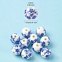 Handmade Porcelain Beads, Blue and White Porcelain, Round with Flower