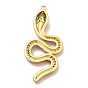 Brass Micro Pave Clear Cubic Zirconia Pendants, with Enamel, Cadmium Free & Lead Free, Snake