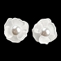 Boucles d'oreilles en acrylique avec perles d'imitation et fleur, avec des épingles en argent sterling