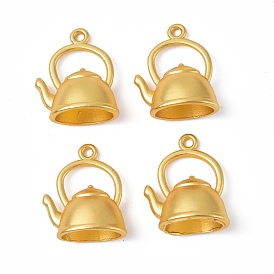 Rack Plating Alloy Pendants, Cadmium Free & Lead Free & Nickle Free, Teapot Charms