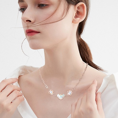 180pcs 10 couleurs perles acryliques transparentes, Perle en bourrelet, cœur