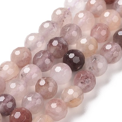 Perles naturelles de quartz brins, à facettes (128 facettes), ronde
