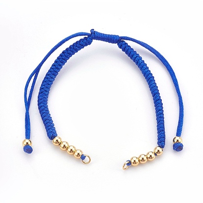 Nylon Cord Braided Bracelet Making, with Brass Beads