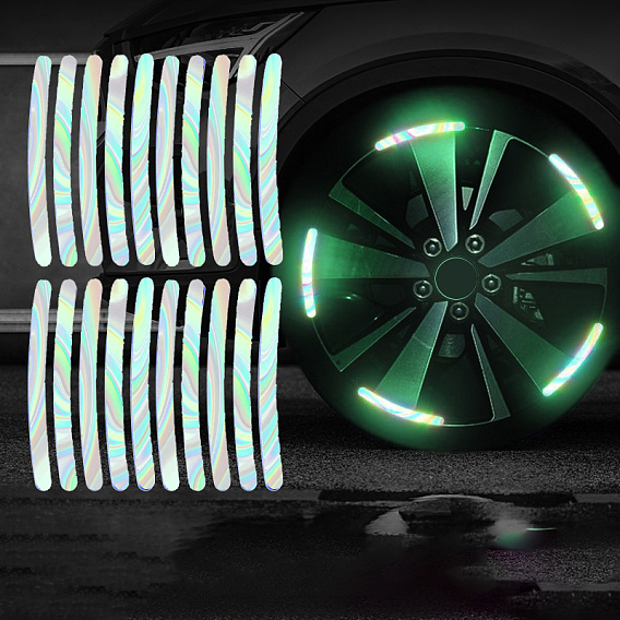 Pegatinas de coche impermeables de plástico luminoso, calcomanías autoadhesivas, brillar en oscuridad, para la decoración de ruedas de vehículos, Rectángulo