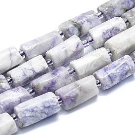 Natural Purple Turquoise Beads Strands, with Seed Beads, Faceted, Column