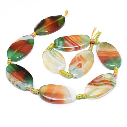 Natural Banded Agate/Striped Agate Beads Strands, Dyed & Heated, Horse Eye