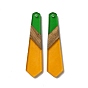 Colgantes de resina opaca y madera de nogal, encantos de corbata hexagonal