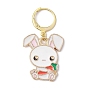 Easter Rabbit Alloy Enamel Pendant Decoration, with 304 Stainless Steel Leverback Findings