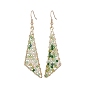 Glass Beaded Triangle Dangle Earrings, Golden 304 Stainless Steel Wire Wrap Jewelry for Women