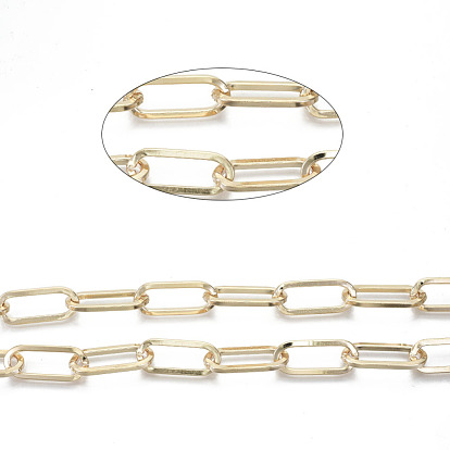 Unwelded Iron Paperclip Chains, Drawn Elongated Cable Chains, with Spool, Flat Oval