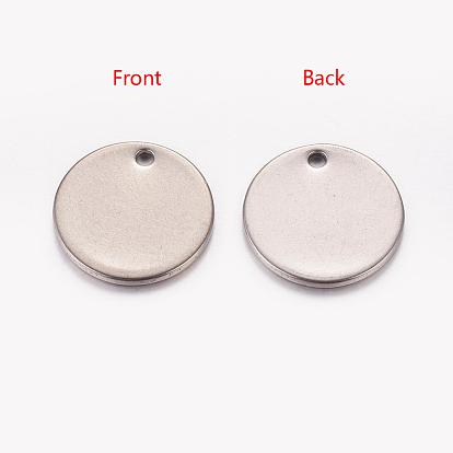 304 Stainless Steel Stamping Blank Tag Charms, Flat Round