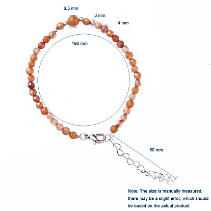 Natural Gemstone Beaded Bracelets, with Brass Beads, 304 Stainless Steel Lobster Claw Clasps & Heart Link Chains