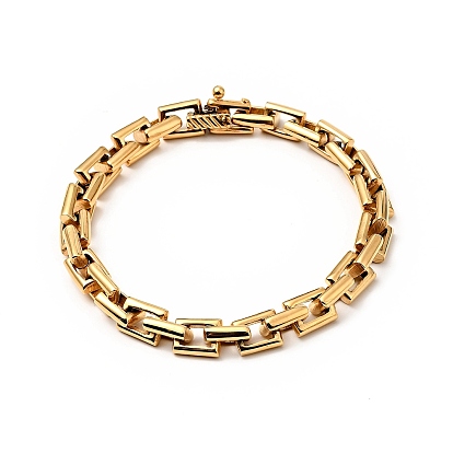 304 Stainless Steel Rectangle Link Chain Bracelet for Men Women