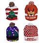 LED Light Up Christmas Acrylic Fibers Yarn Cuffed Beanies Cap, Winter Warmer Knit Hat for Women, with Built-in Battery and Switch
