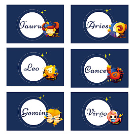 6Pcs Greeting Cards, Tent Card, with 6Pcs Envelope, Rectangle with Taurus & Aries & Leo & Cancer & Gemini & Virgo Constellation Pattern