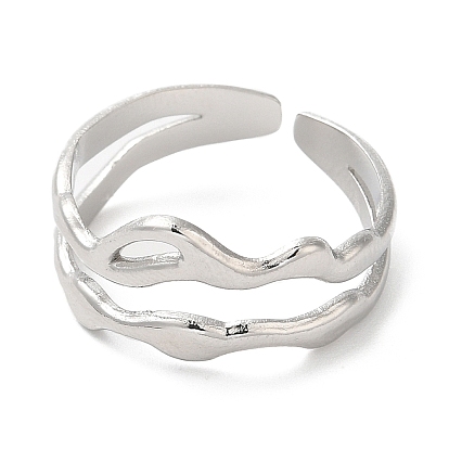 304 anillo de puño abierto con envoltura de alambre de acero inoxidable para mujer