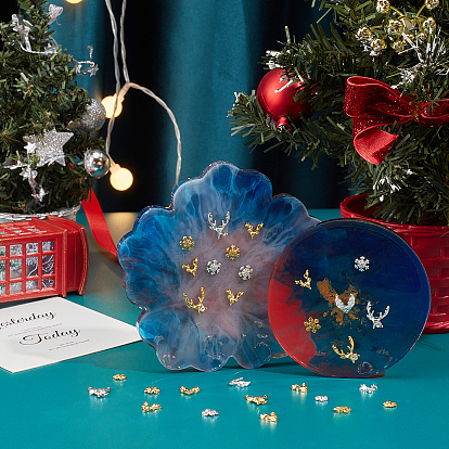 Superfindings 144 pcs 12 styles cabochons en alliage sur le thème de Noël, accessoires nail art de décoration, remplissage de matériau de résine époxy cristal bricolage